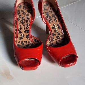 Jessica Simpson Vibrant Red Peep-Toe Heels